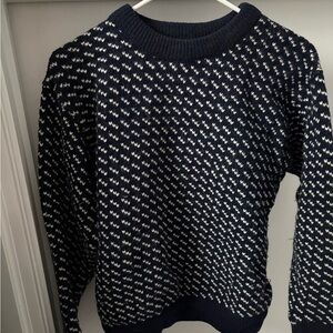Vintage L.L. Bean Women’s Sweater in navy & white “Birdseye Wool” made in Norway